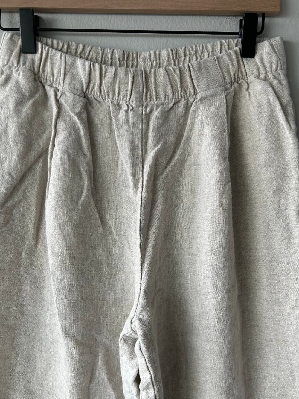 Reformation Fernando Linen Wide Leg Pant Oatmeal Elastic Waistband Size M Women - Picture 4 of 11